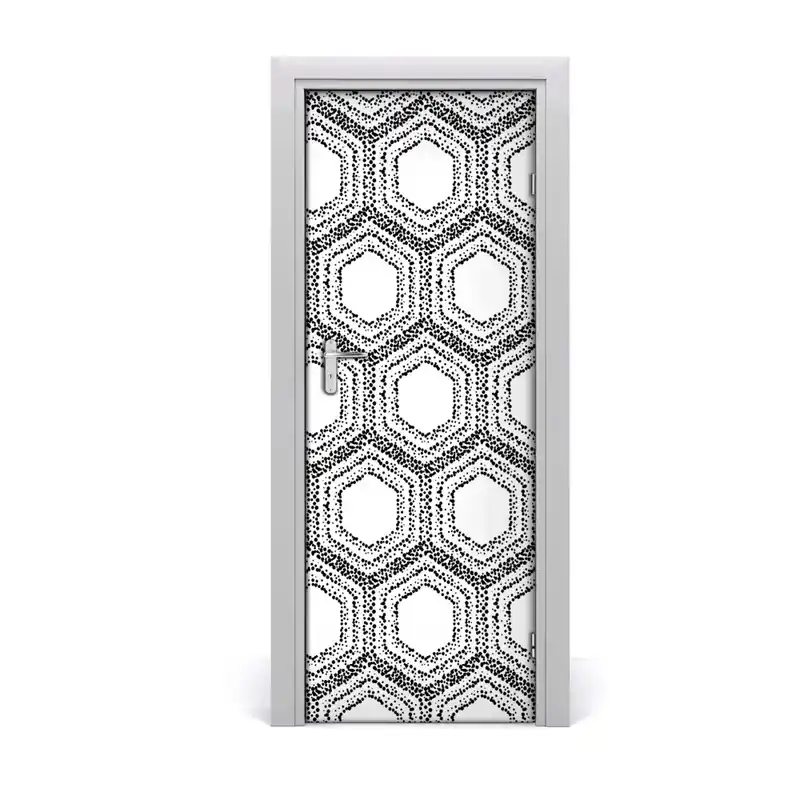 Autocolant de uşă Fundal hexagonal gri Expediere rapidă