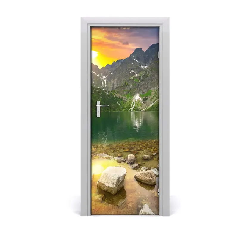 Premium Autocolant de uşă Lac de munte