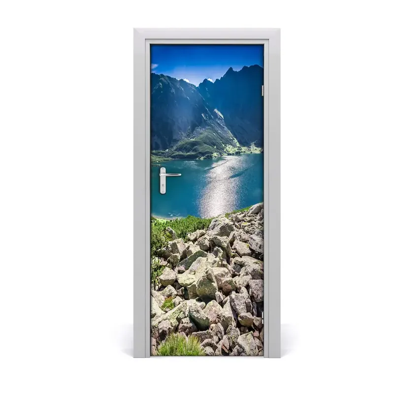 Plată sigură Tapet autocolant pentru uși Lacul de munte