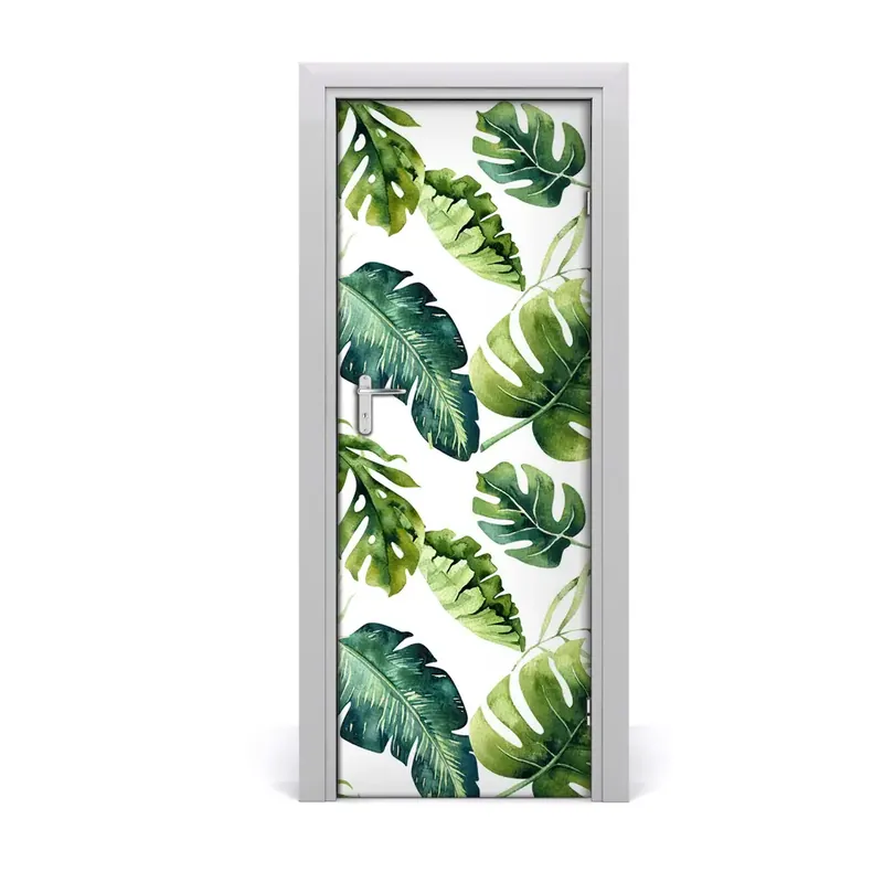 Plată sigură Autocolant de uşă Frunze de banane tropicale monstera