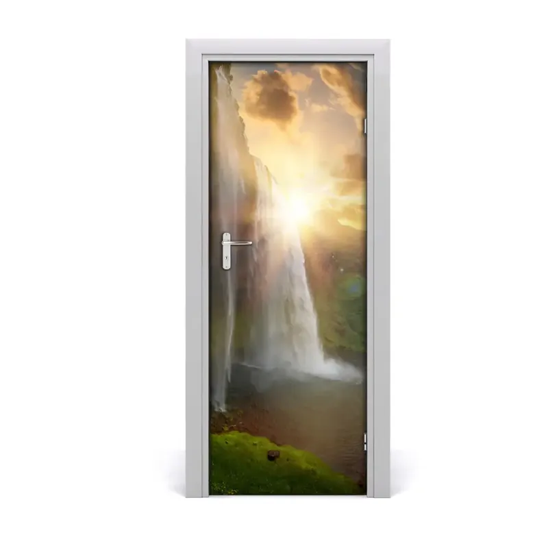 Autocolant uşă Cascade de soare Islanda Ofertă specială