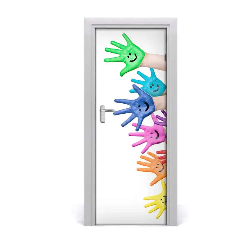 Autocolant uşă Mâini colorate Cumpără acum