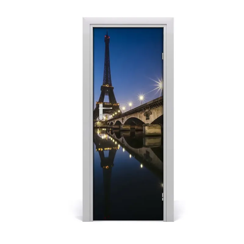 Premium Autocolant uşă Podul Turnului Eiffel noaptea