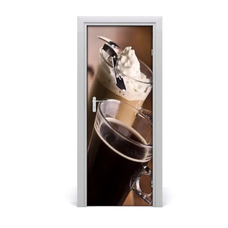 Autocolant de uși Pahare de cafea Ofertă de sezon
