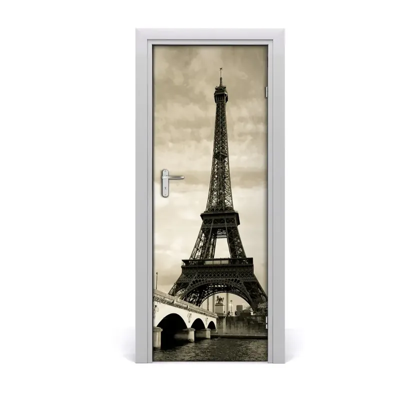 Autocolant de uşă Turnul Eiffel sepia Nu rata