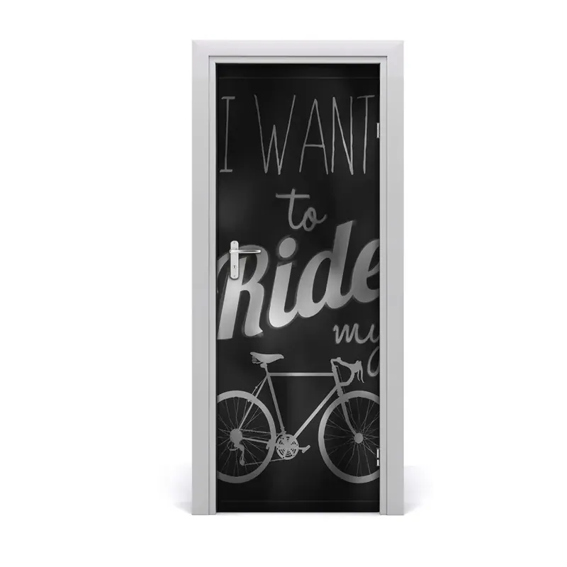Autocolant uşă Vrei să mergi pe bicicletă Reducere specială