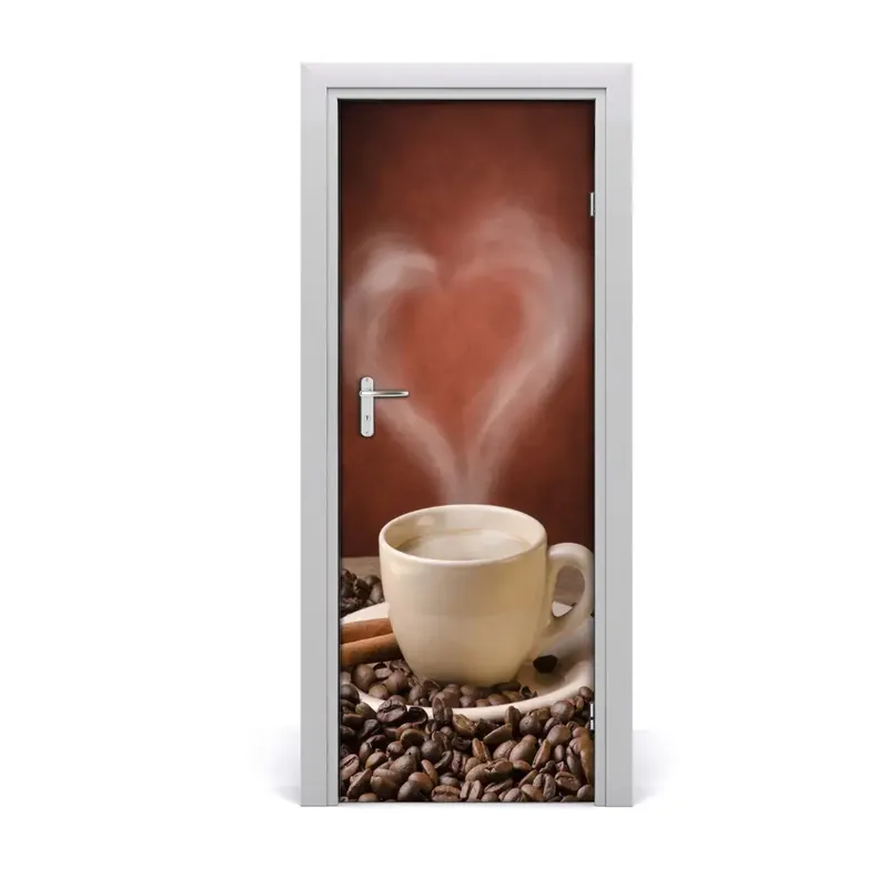 Autocolant pentru uși Inimă de cafea Cumpără online