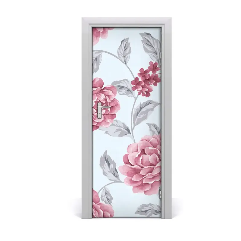 Autocolant de uşă Bujori delicati Premium