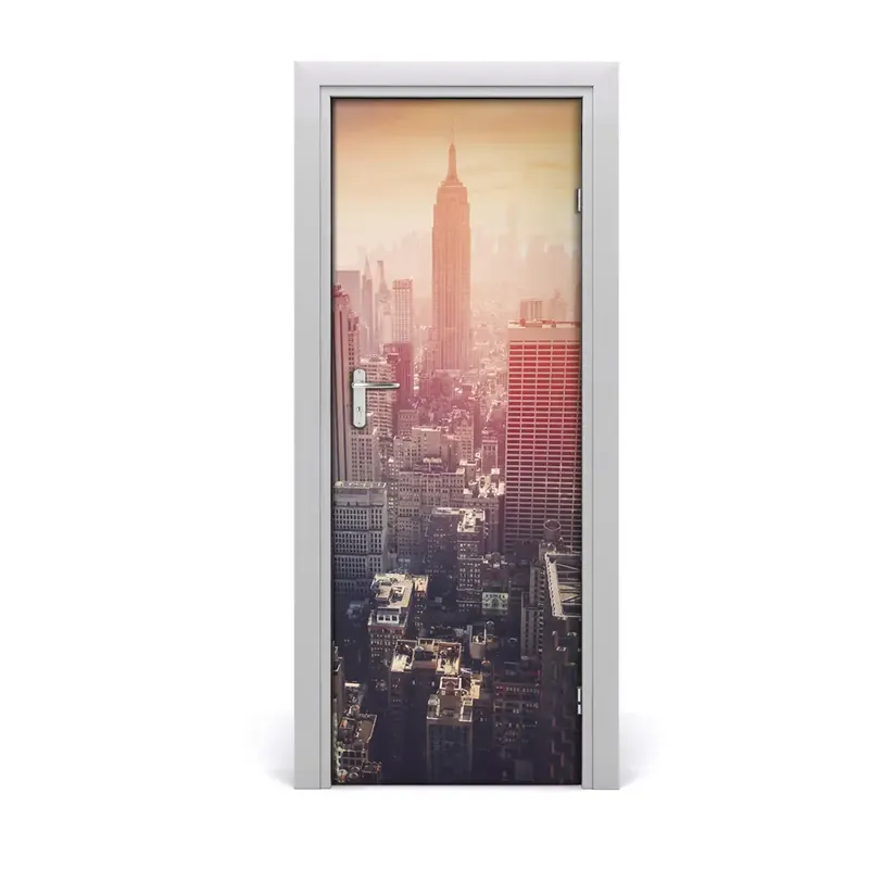 Tapet autocolant pentru uși Panorama de ceață din New York Livrare rapidă
