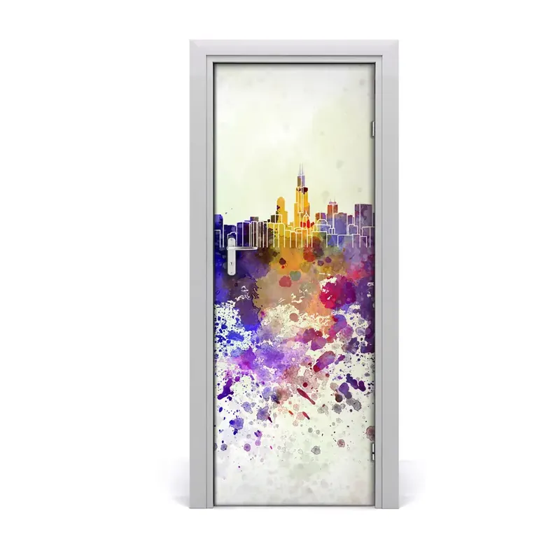 Tapet autocolant pentru uși Chicago colorat Discount