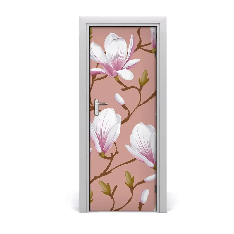 Autocolant de uşă Magnolia roz Ieftin