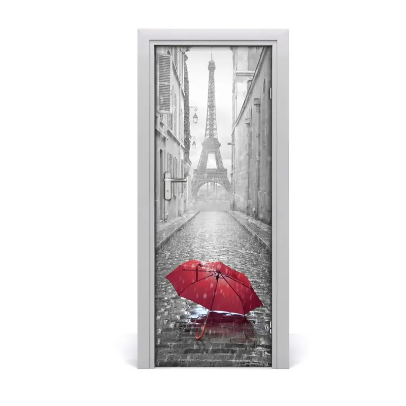 Tapet autocolant pentru uși Umbrelă roșie Paris Disponibil imediat