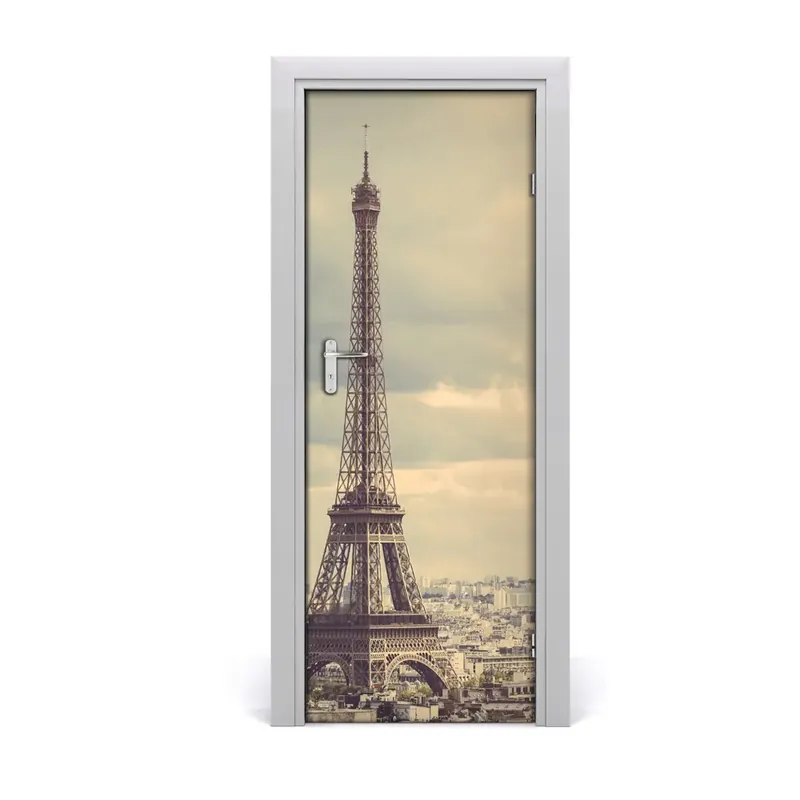 Autocolant pentru uși Turnul Eiffel sepia Reducere extra