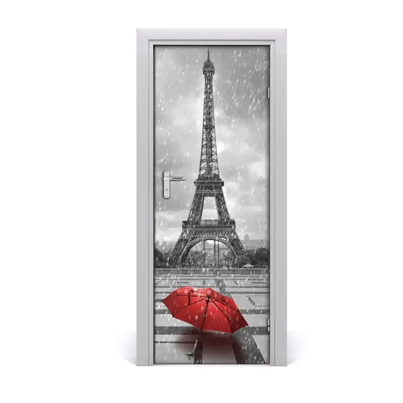 Autocolant pentru uși Umbrelă pe fundalul Turnului Eiffel Premium