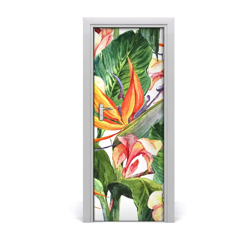 Autocolant de uși Modelul Strelitzia hawaian Mai ieftin