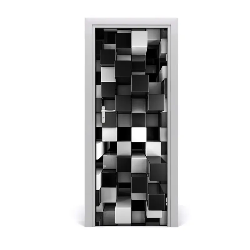 Autocolant de uşă Cuburi abstracte Livrare rapidă
