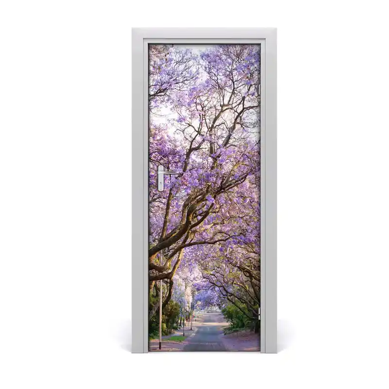 Autocolant de uși Calea cu copaci Jacaranda Cumpără acum