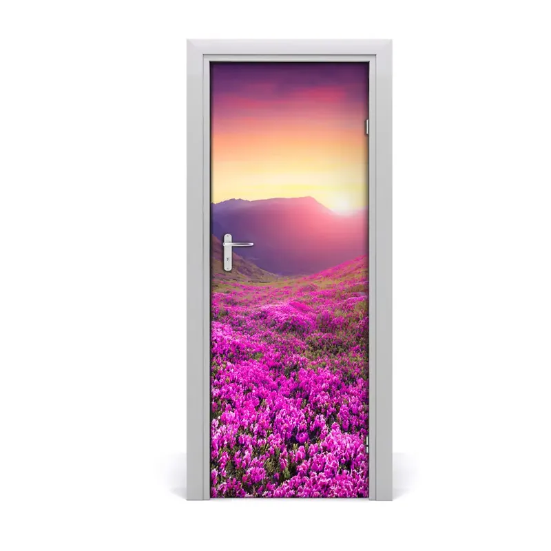 Autocolant pentru uși Munți și flori de rododendron Noutate