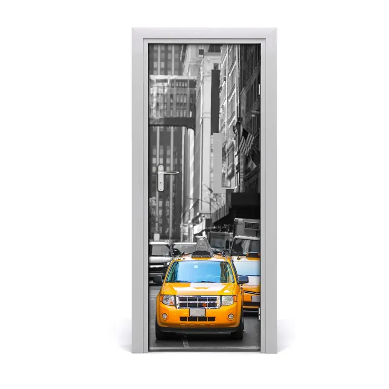 Preferatul clienților Autocolant de uși Taxiuri alb-negru din New York