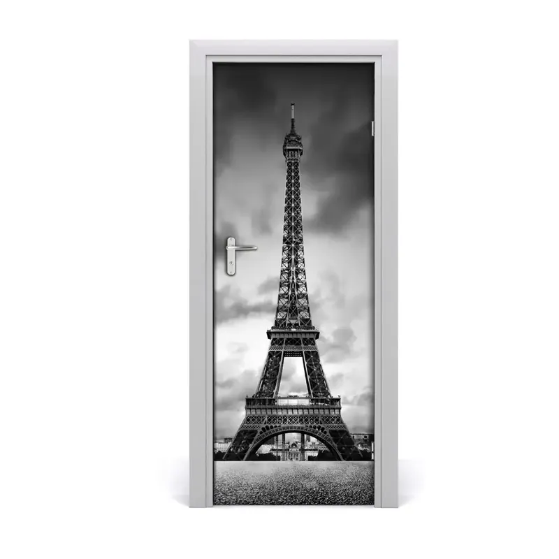 Autocolant uşă Turnul Eiffel alb-negru Lichidare de stoc