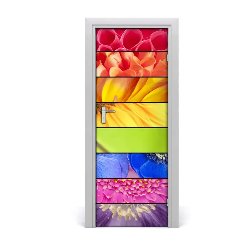 Autocolant de uşă Flori colorate Expediere rapidă