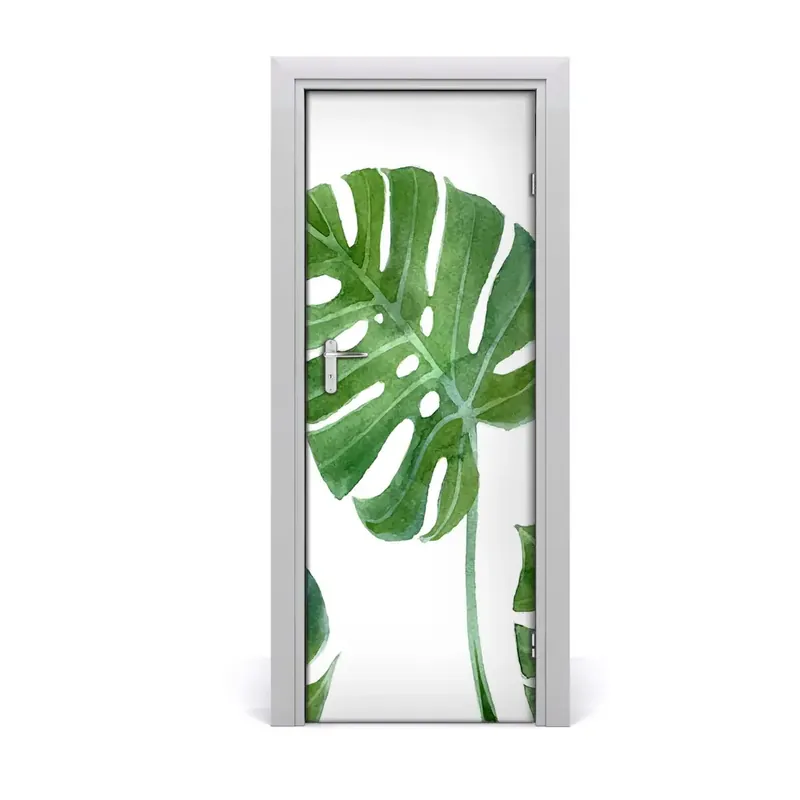 Autocolant uşă Frunză mare de Monstera tropicală Noutate