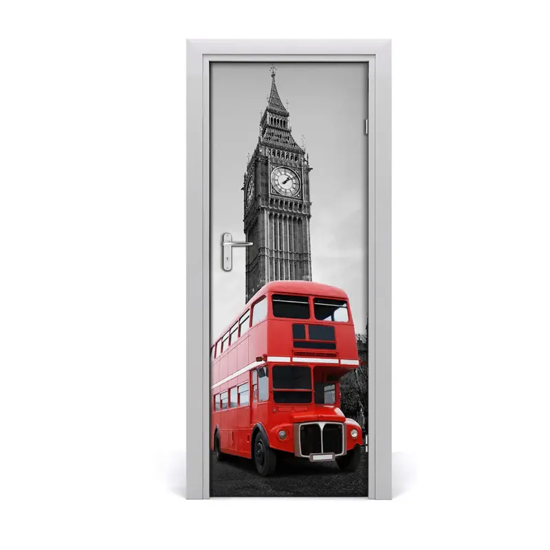 Autocolant pentru uși Autobuzul Big Ben roșu Reducere de preț