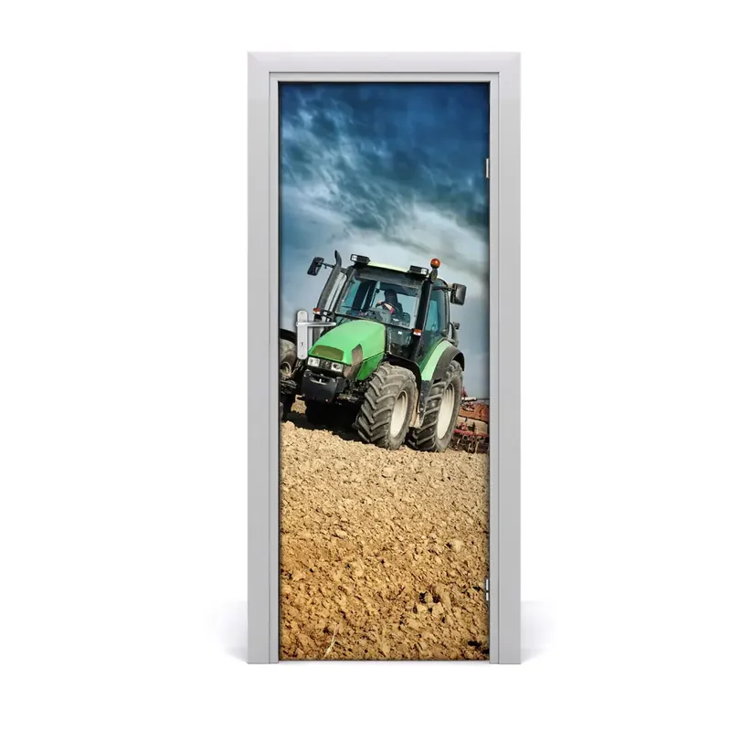 Autocolant de uşă Vehicule tractor verzi Ofertă exclusivă