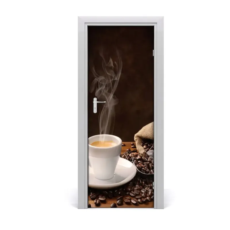 Autocolant uşă ceașcă de cafea boabe Super ofertă