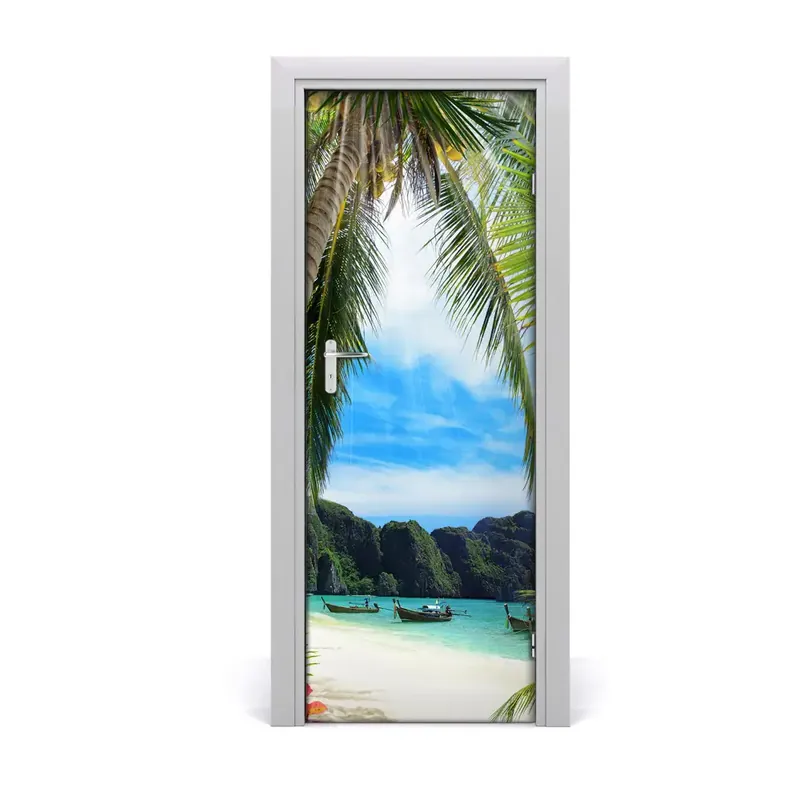 Autocolant de uşă Bărci de plajă tropicală Popular