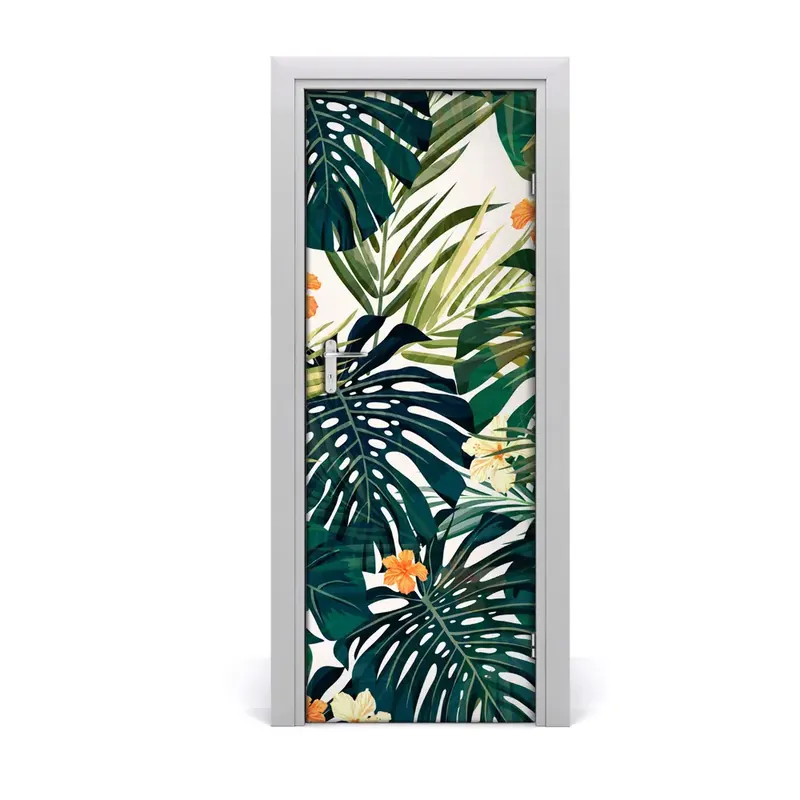 Autocolant de uși Frunze de palmier Monstera Popular
