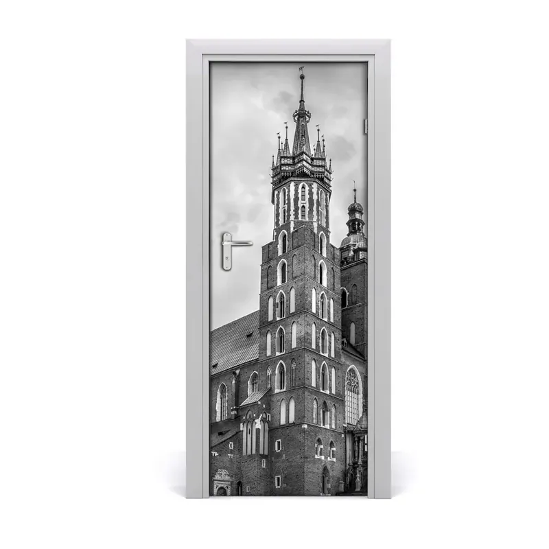 Autocolant pentru uși Cracovia Polonia alb-negru Promoție