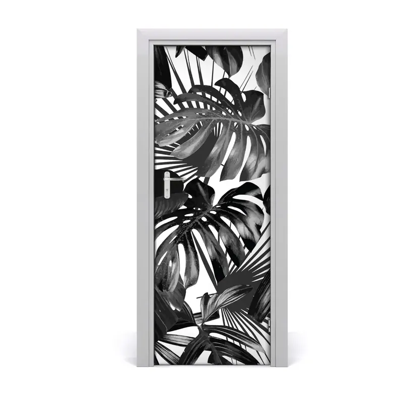 Autocolant de uşă Frunze de monstera tropicală Ofertă limitată