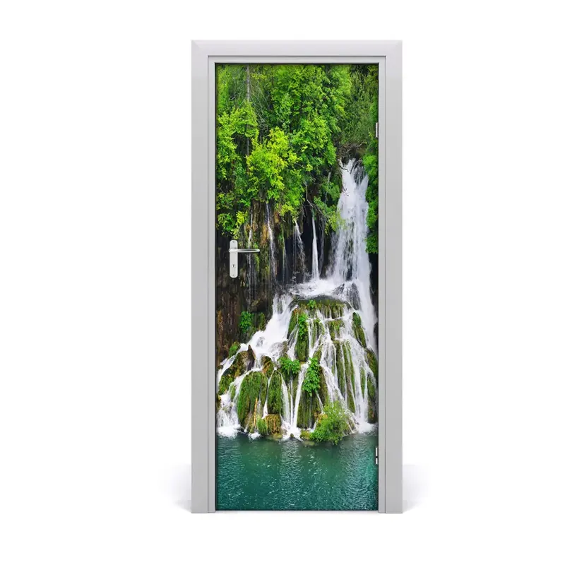 Preț promoțional Autocolant de uși Cascada lacului forestier