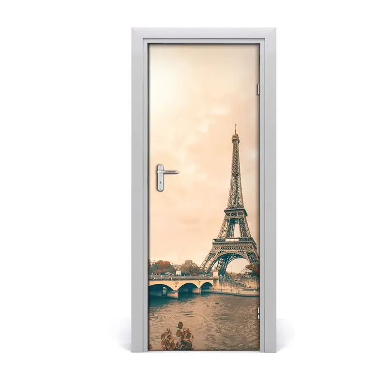 Autocolant pentru uși Turnul Eiffel sepia Retur ușor