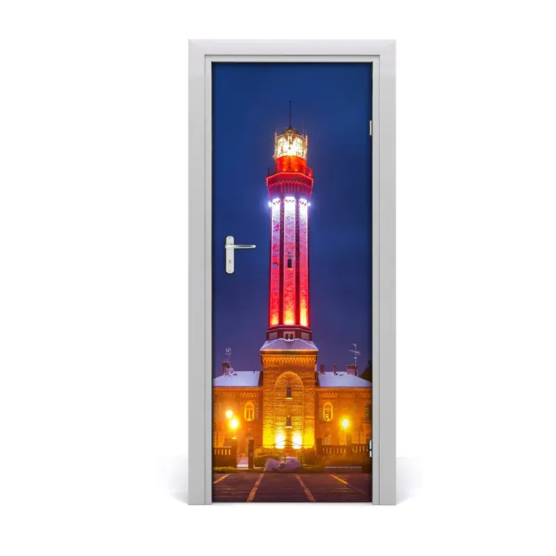 Autocolant de uși Clădire cu lumină de noapte Ultima șansă