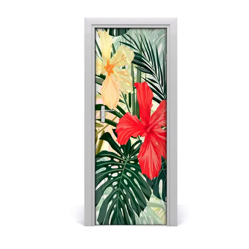 Disponibil imediat Autocolant pentru uși Flori tropicale