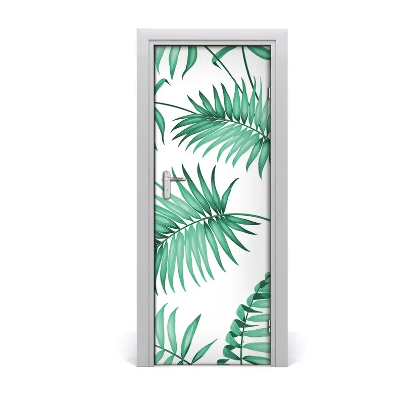 Autocolant uşă Frunze de palmier tropical Preferatul clienților