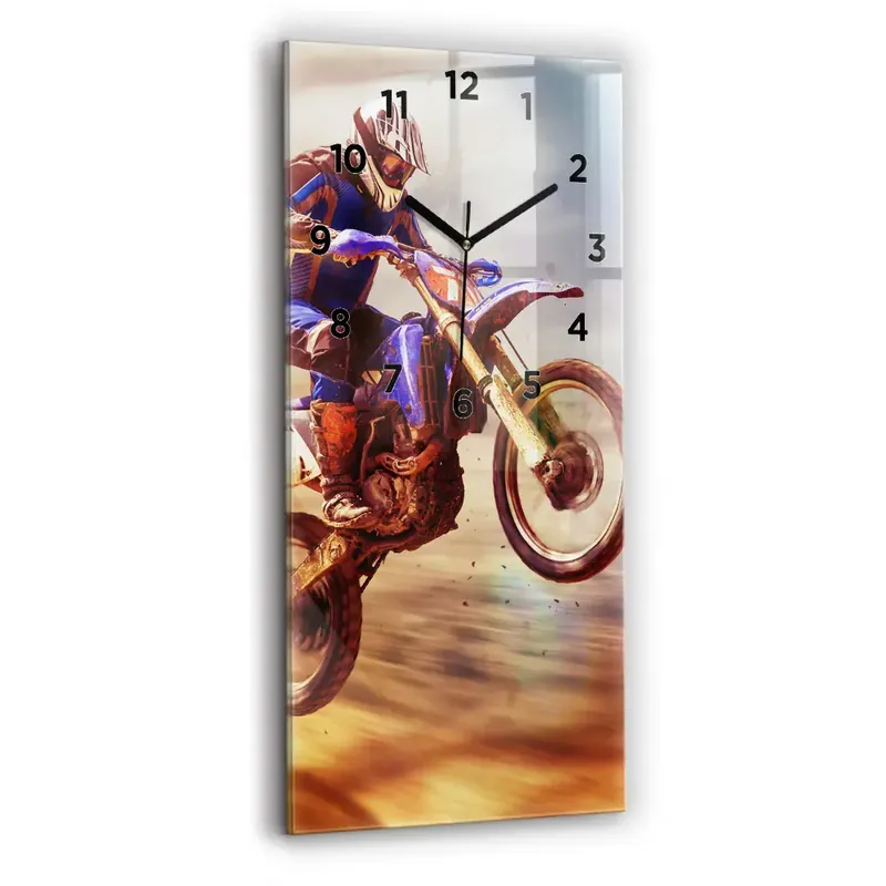 Ceas perete din sticlă dreptunghiular Motocross Enduro Ofertă de sezon