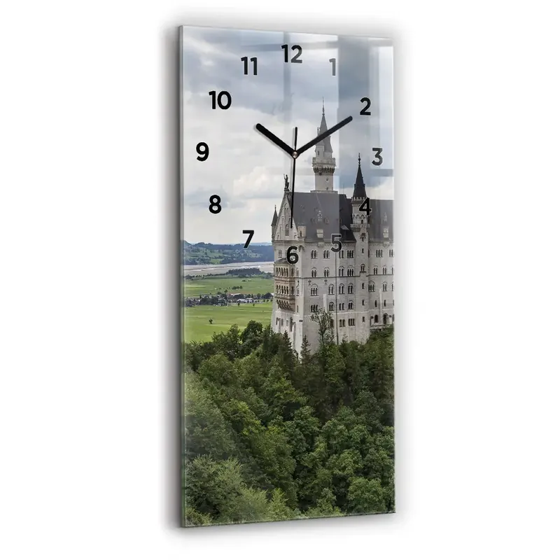 Ceas vertical de perete din sticlă Castelul Neuschwanstein Cel mai bun preț