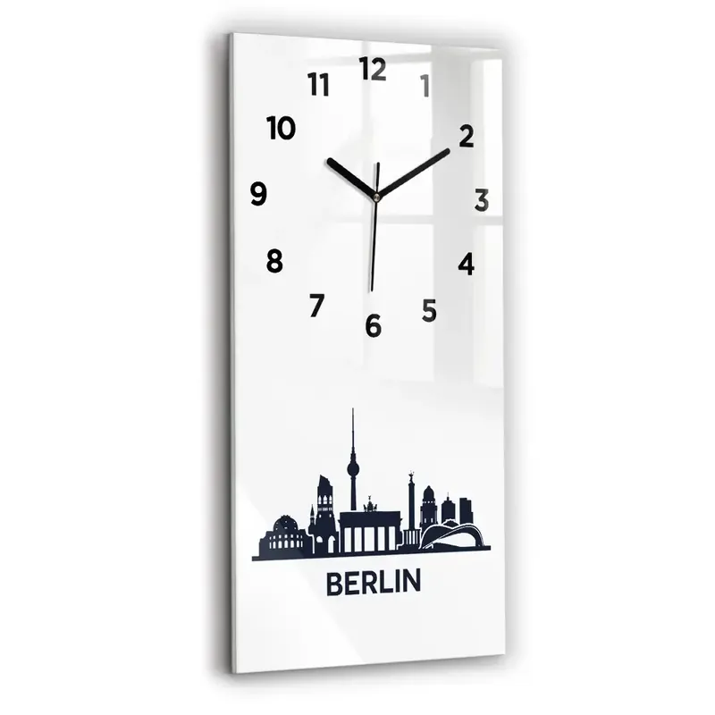 Ceas vertical de perete din sticlă Ilustrația orașului Berlin Promoție