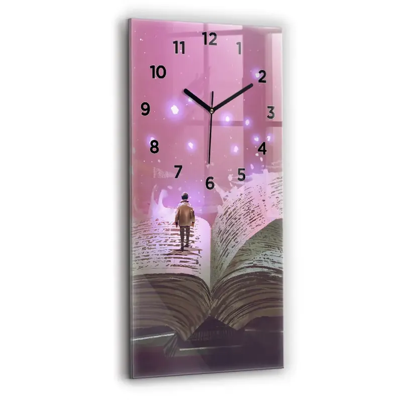 Ceas de sticlă pe perete vertical Carte abstractă Livrare expres