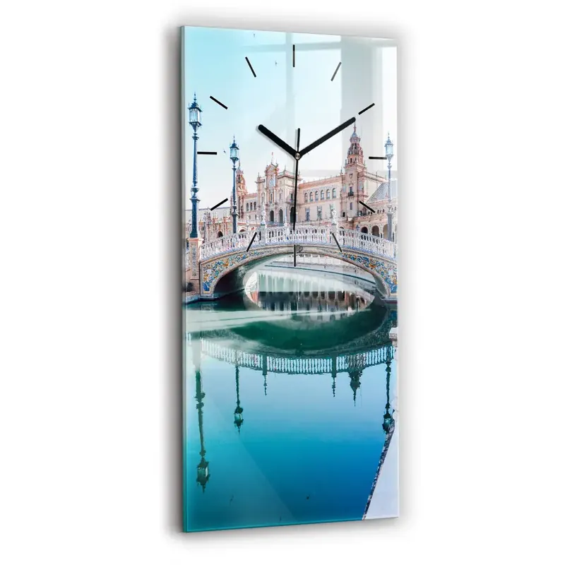 Cumpărături sigure Ceas din sticlă dreptunghiular vertical Plaza de España din Sevilla