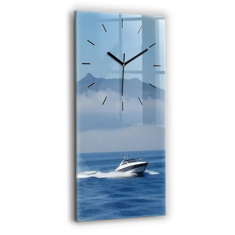 Expediere rapidă Ceas de sticlă pe perete vertical O barcă cu vele pe ocean