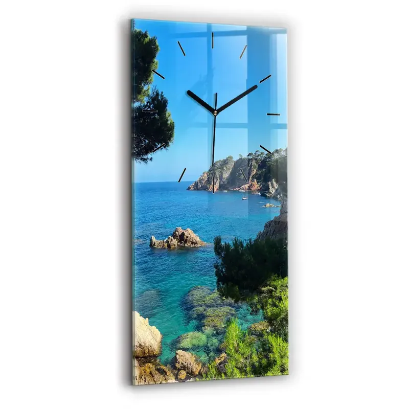 Ceas de sticlă pe perete vertical Coasta Costa Brava Premium