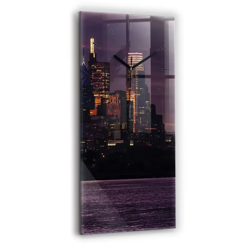 Bestseller Ceas din sticlă dreptunghiular vertical Orizontul orașului Philadelphia