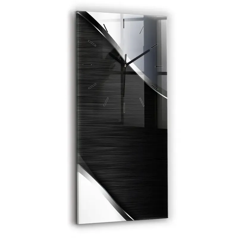 Ceas din sticlă dreptunghiular vertical Linii negre și argintii Disponibil imediat