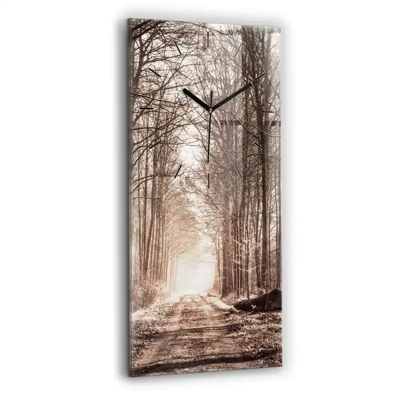 Promoție Ceas de sticlă pe perete vertical Poteca în sepia