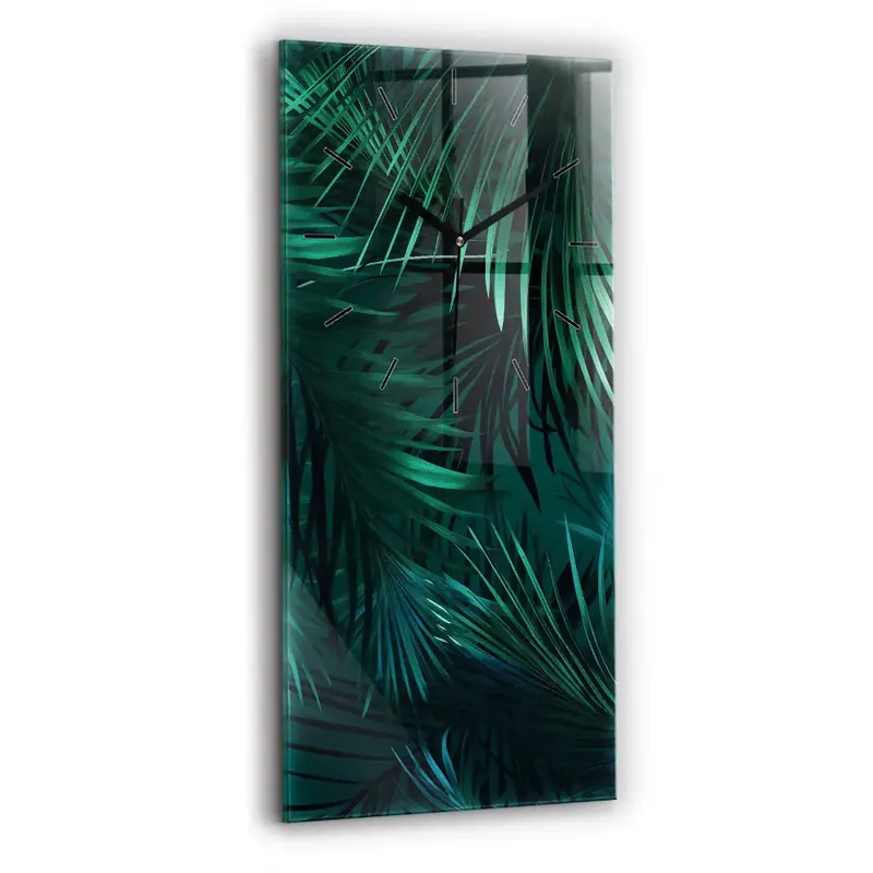 Retur ușor Ceas de sticlă pe perete vertical Frunze tropicale