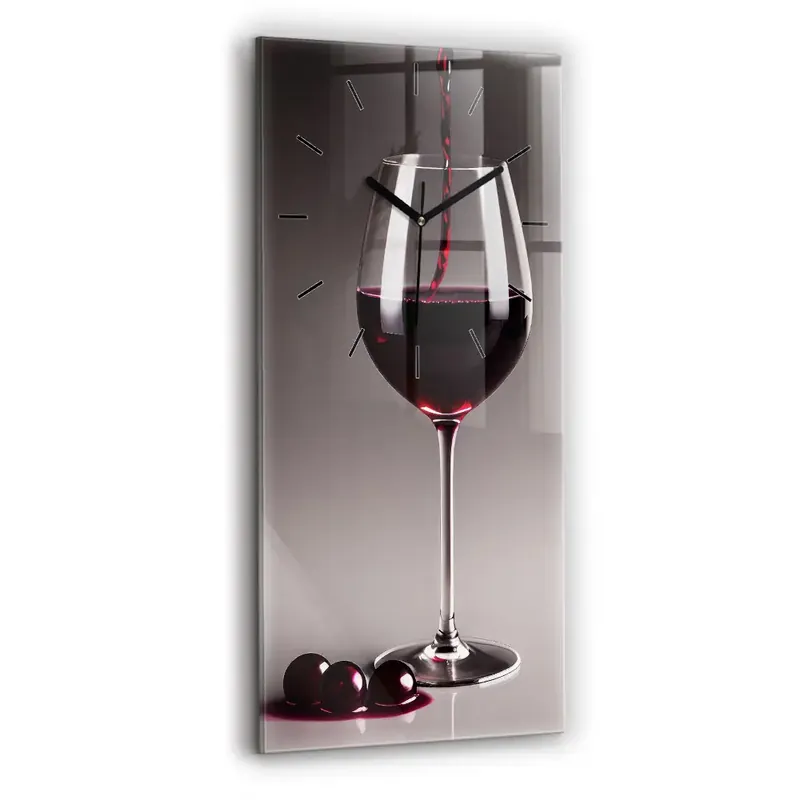 Ceas perete din sticlă dreptunghiular Un pahar de vin roșu Promoție